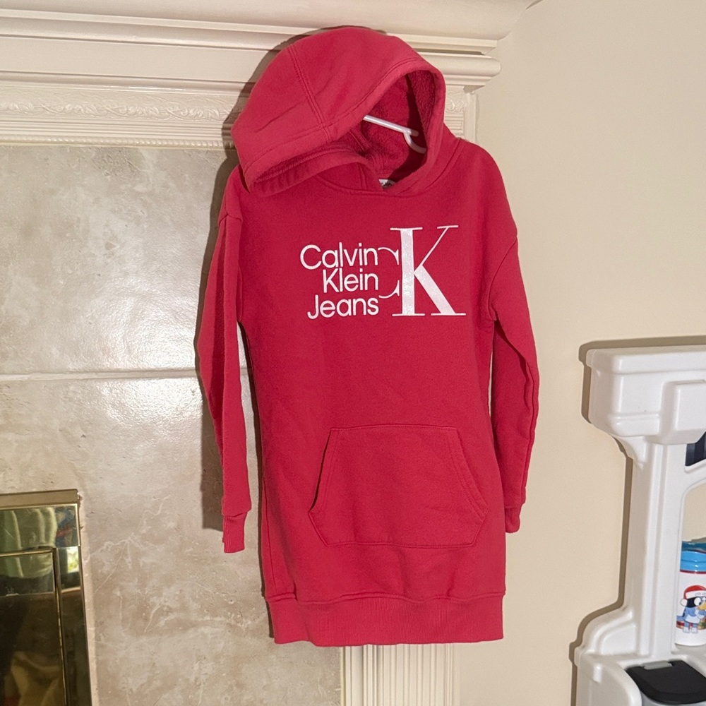 Calvin Klein Pink Hoodie Dress with Logo